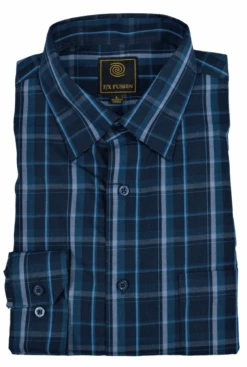 F/X Fusion Long Sleeve Sport Shirts 14 Patterns LT, 4XT, 5X, 5XT, 6X, 6XT -Fanatics Shop Blackbluemultiplaid 59755.1624371108