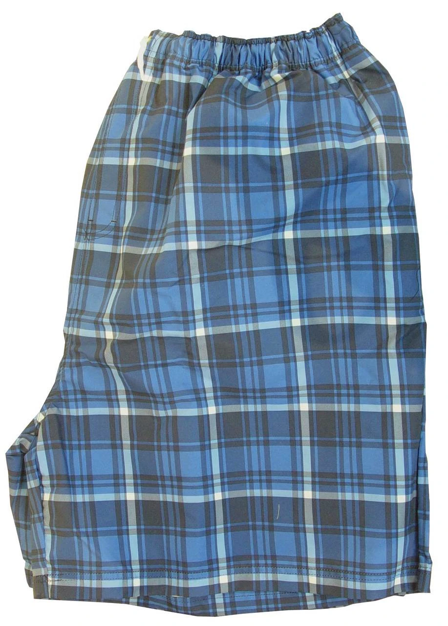 King Size Blue Plaid Swim Trunks 2X, 3X 3 King Size Blue Plaid Swim Trunks 2X, 3X