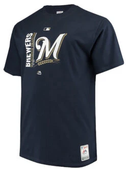 Fanatics Shop 24 Majestic Brewers Navy Logo Tee 3X