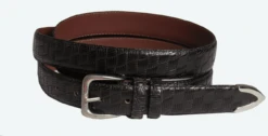 King Size Black Leather Basketweave Pattern Belt Size 62