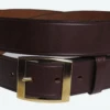 Brown Leather Belt With Gold-Tone Buckle Size 46, 48 -Fanatics Shop brnlthrbelt 39251.1690485926
