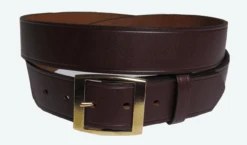 Brown Leather Belt With Gold-Tone Buckle Size 46, 48