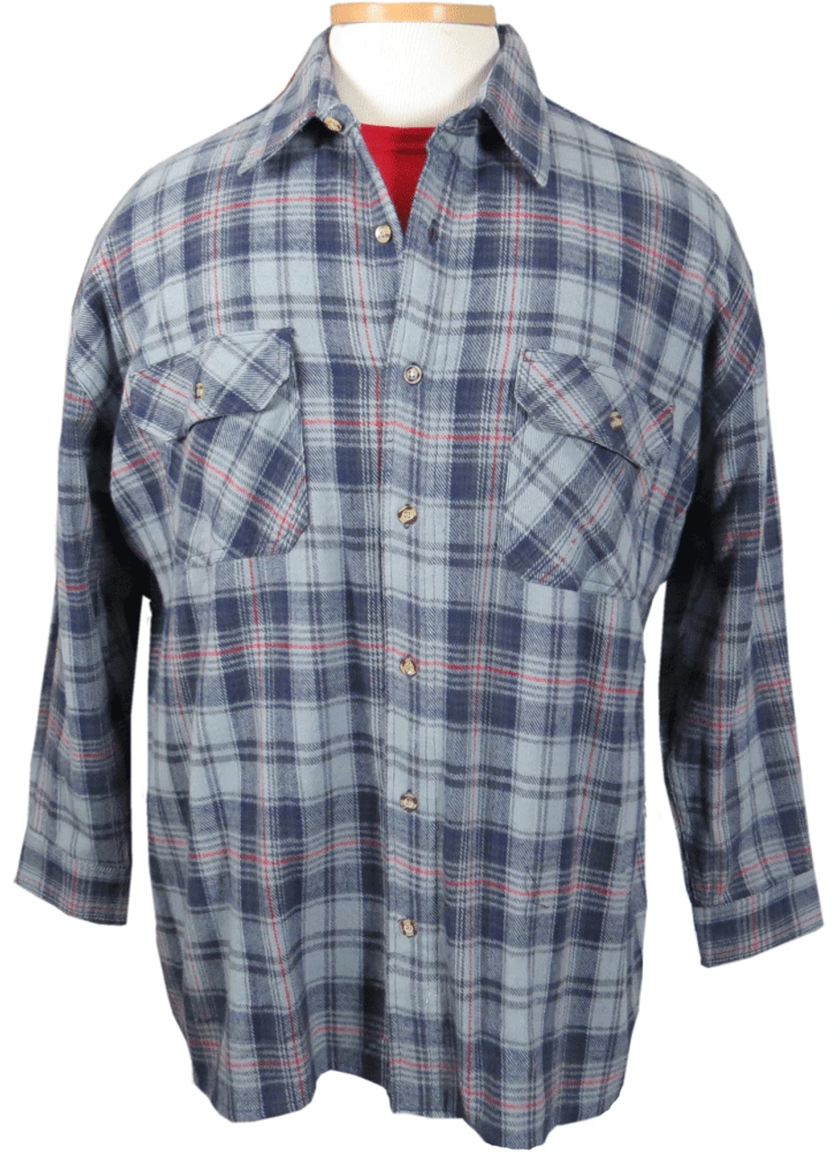 Falcon Bay Gray, Navy & Red Plaid Flannel Shirt 3X, 5X 3 Falcon Bay Gray, Navy & Red Plaid Flannel Shirt 3X, 5X