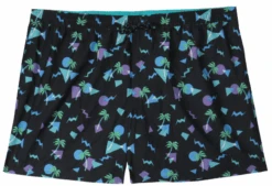 Geometric Palm Tree Print Swim Trunks, 3X