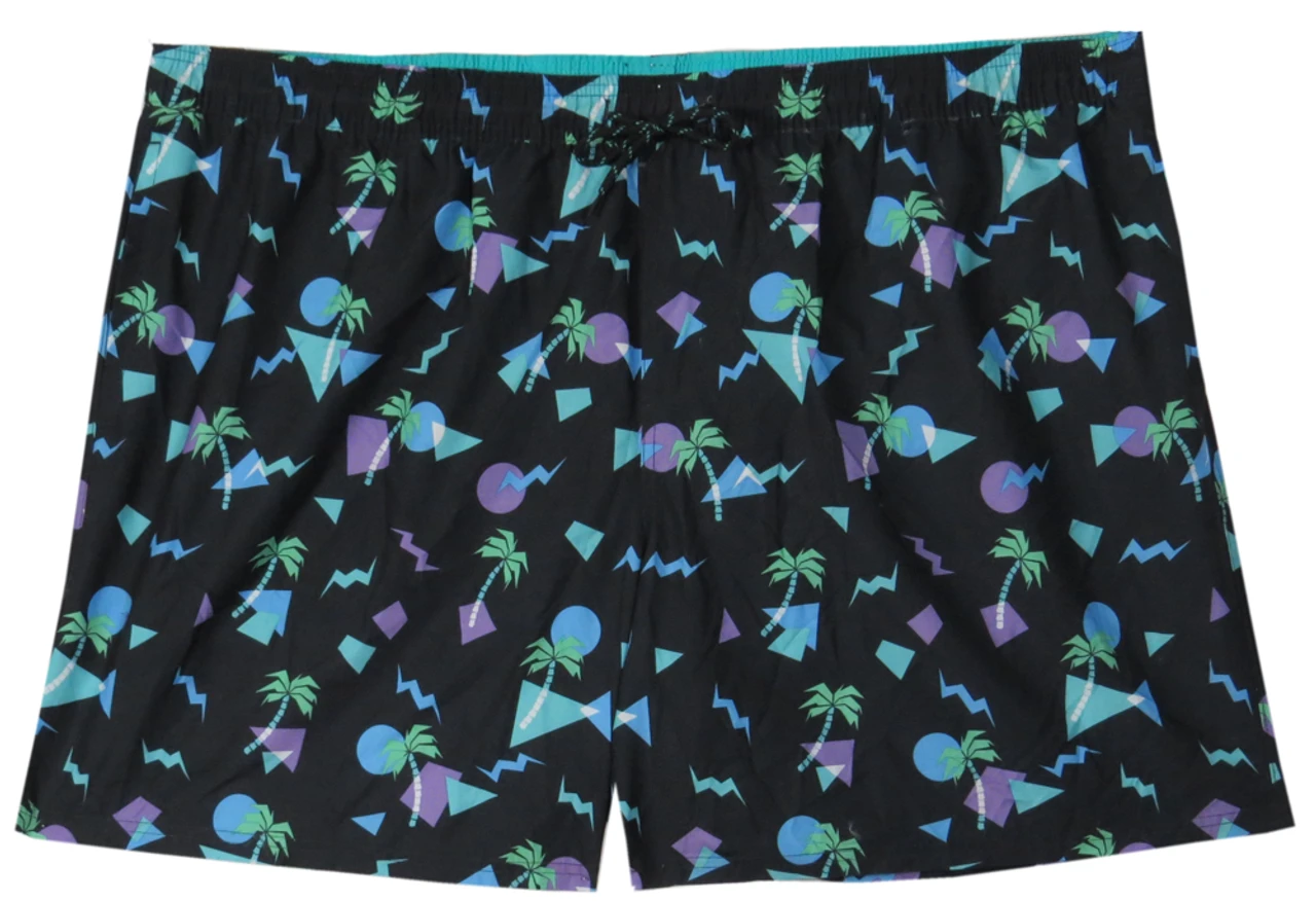 Geometric Palm Tree Print Swim Trunks, 3X 3 Geometric Palm Tree Print Swim Trunks, 3X