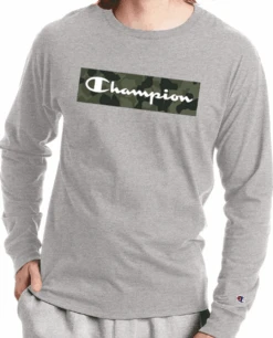 Champion Classic Jersey Long Sleeve Camo & Script Logo Tee Shirt 2 Colors 4XT