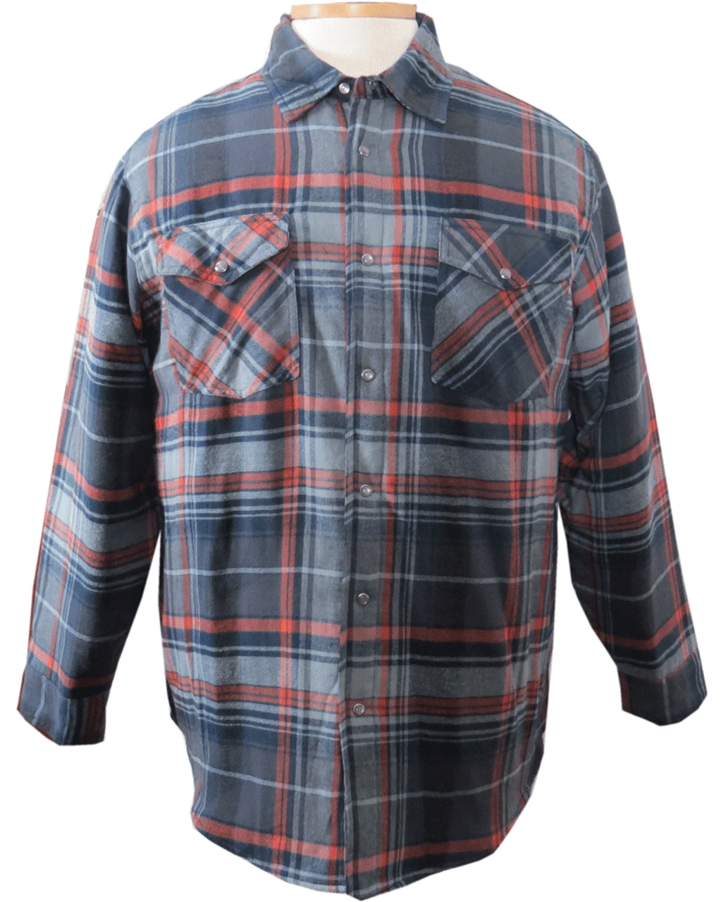 King Size Snap-Front Quilted Flannel 3 Colors 2X, 3X 5 King Size Snap-Front Quilted Flannel 3 Colors 2X, 3X - Image 3