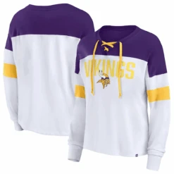 Ladies Fanatics Branded Minnesota Vikings Lace Up Long Sleeve Top 1X, 2X, 3X