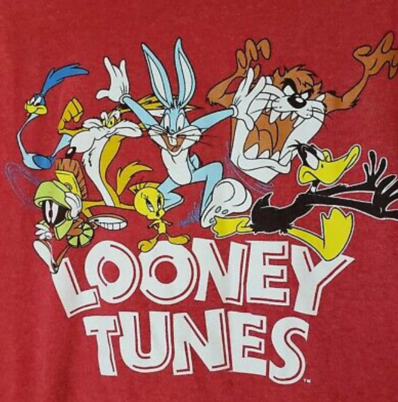 Looney Tunes Bugs & Gang Heather Red Tee Shirt 2XT, 4X, 6X 3 Looney Tunes Bugs & Gang Heather Red Tee Shirt 2XT, 4X, 6X