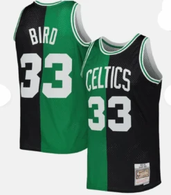 Mitchell & Ness Boston Cletics Larry Bird Black/Green Split NBA Jersey, 4X, 5X, 6X