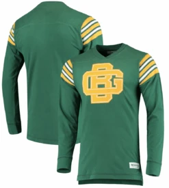 Mitchell & Ness Green Bay Packers Team Captain V-Neck Long Sleeve Tee 3X, 4X, 4XT, 5XT, 6X