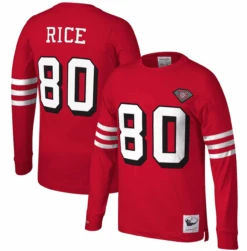 Mitchell & Ness San Francisco 49ers Jerry Rice Scarlet Retired Player Name & Number Long Sleeve Tee XLT, 2X