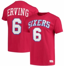 Mitchell & Ness Philadelphia 76'ers Julius Erving Name And Number Tee Shirt 3X, 4X, 5X