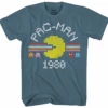 Pac Man 1980 Short Sleeve Slate Blue Printed Tee Shirt 2X, 3XT, 4X, 6X