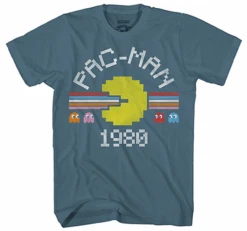 Pac Man 1980 Short Sleeve Slate Blue Printed Tee Shirt 2X, 3XT, 4X, 6X
