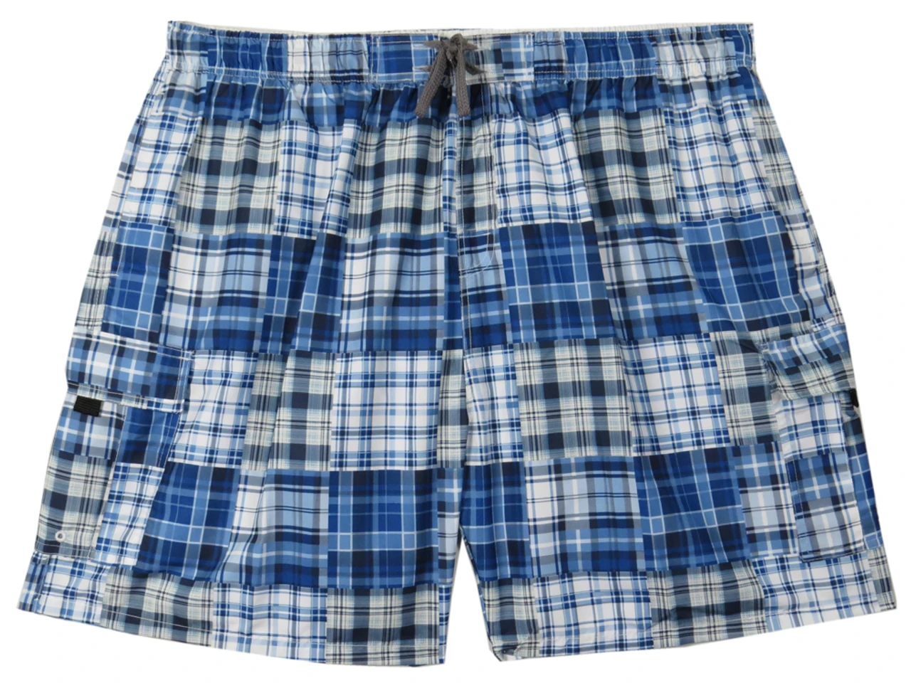 Rick's Cafe Blue Plaid Cargo Swim Trunks, 3X, 4X, 5X 3 Rick's Cafe Blue Plaid Cargo Swim Trunks, 3X, 4X, 5X