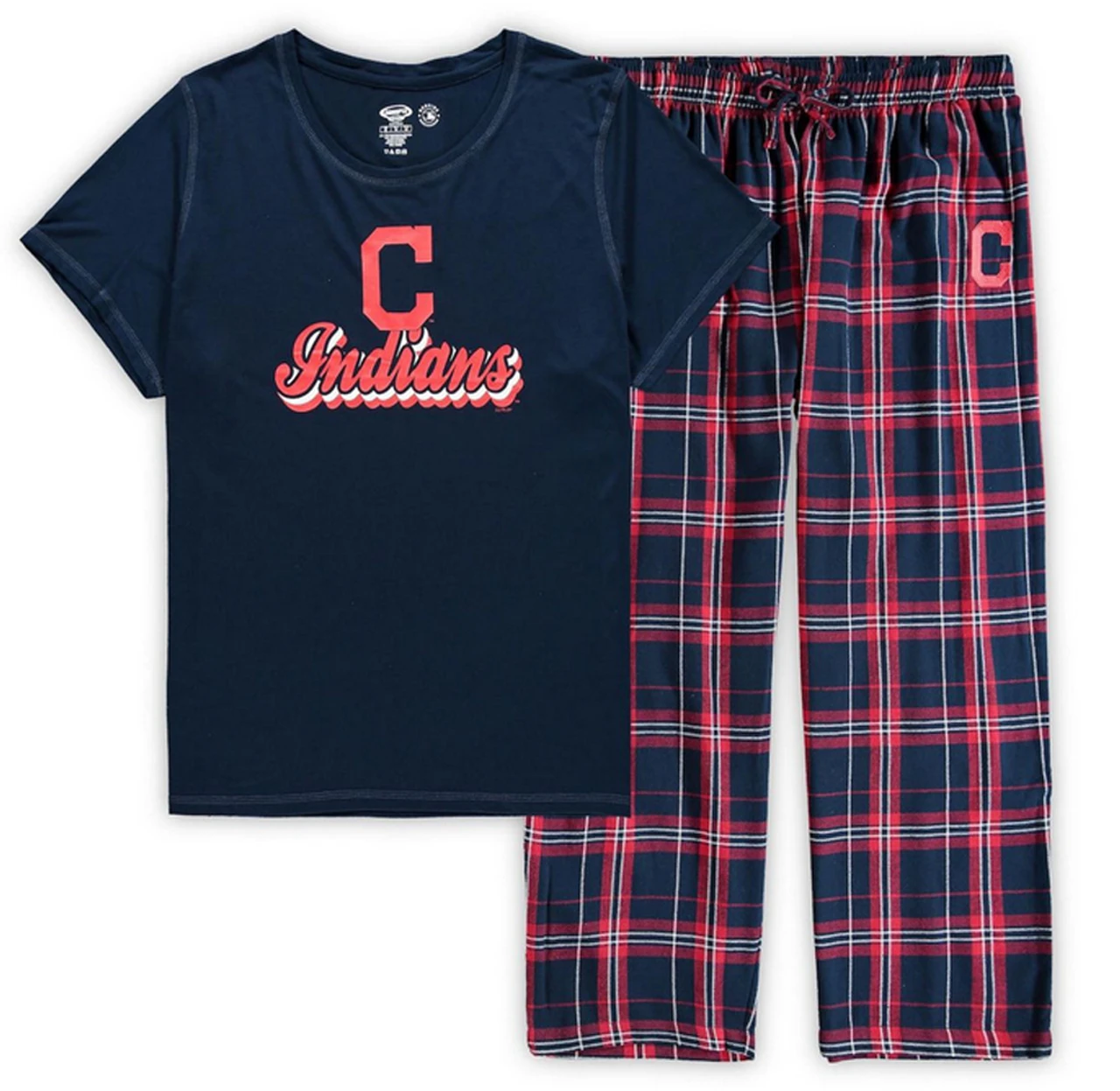 Ladies Concept Sports Cleveland Indians Flannel PJ Set 1X, 2X, 3X, 4X 3 Ladies Concept Sports Cleveland Indians Flannel PJ Set 1X, 2X, 3X, 4X